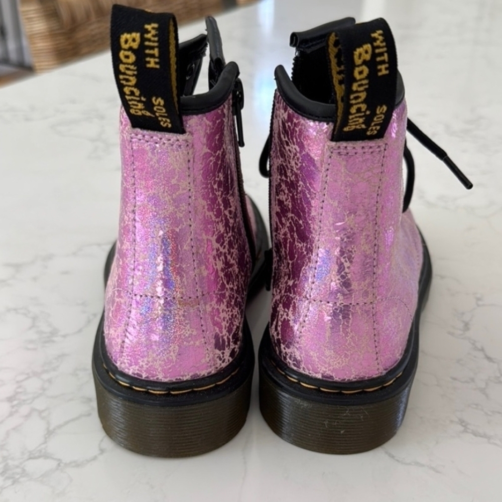 Dr Martens Pink Glitter Combat Boots - Picture 3 of 6